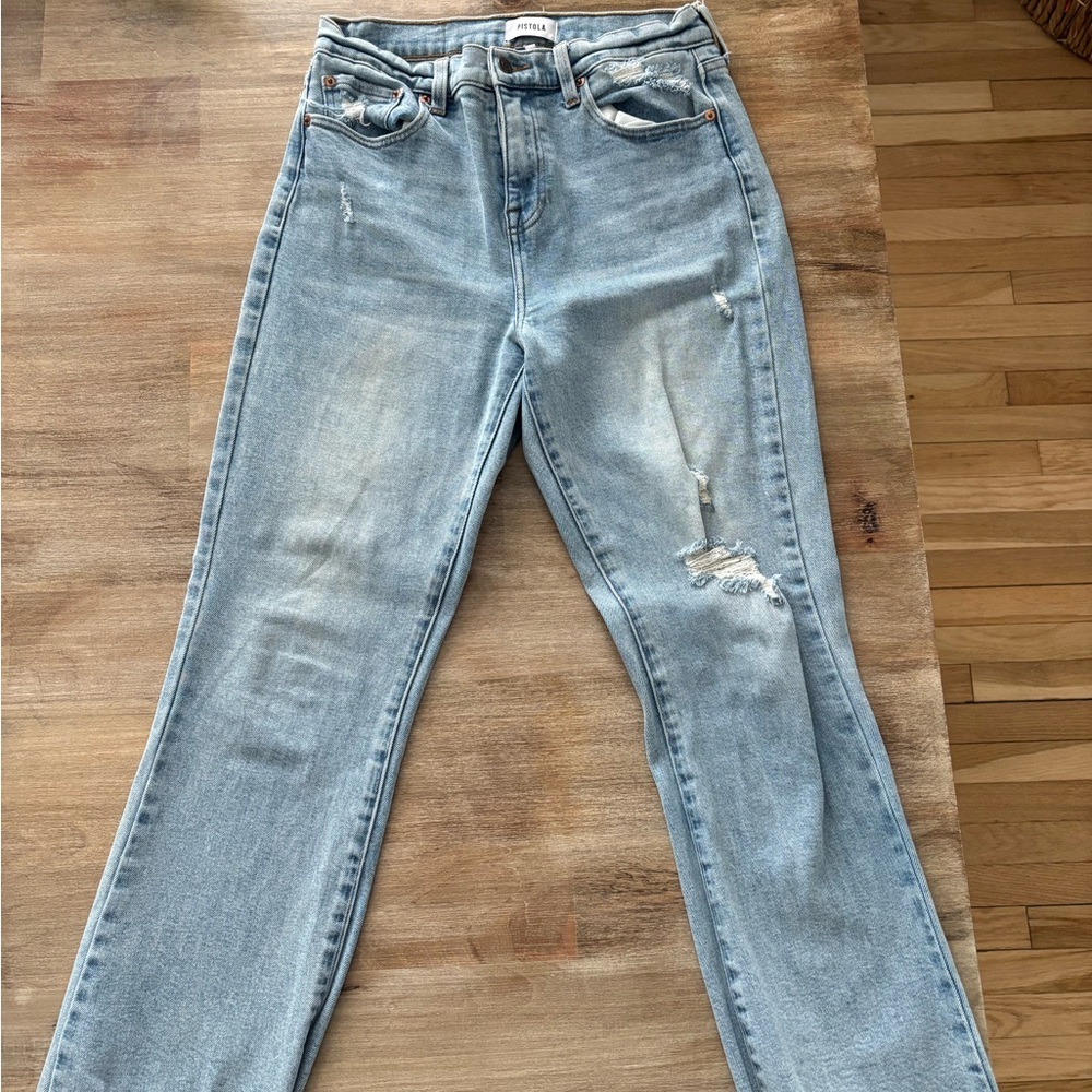 Pistola Light Blue Distressed Ankle Jeans